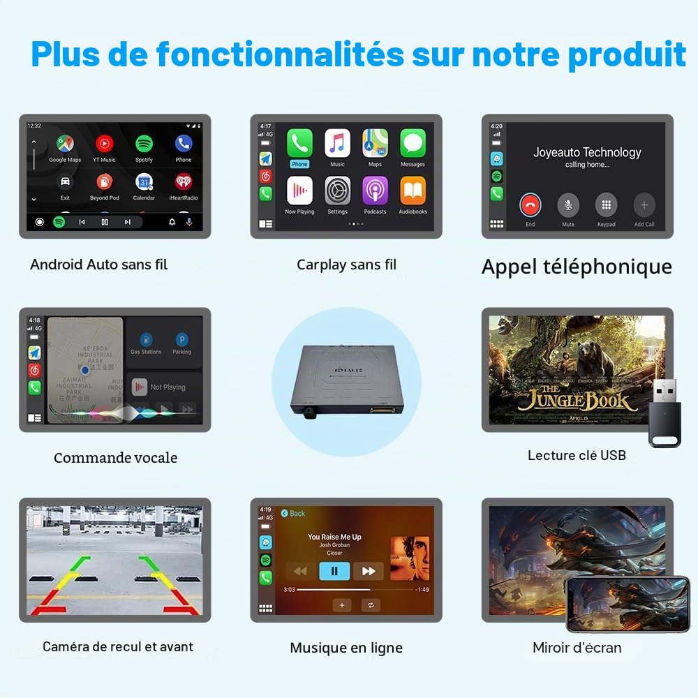 Kit de décodeur Carplay sans fil pour Maserati 2014-2016 Quattroporte Ghibli OEM Écran de mise à jour Compatible MirrorLink, Siri, commande d'origine, caméra de recul