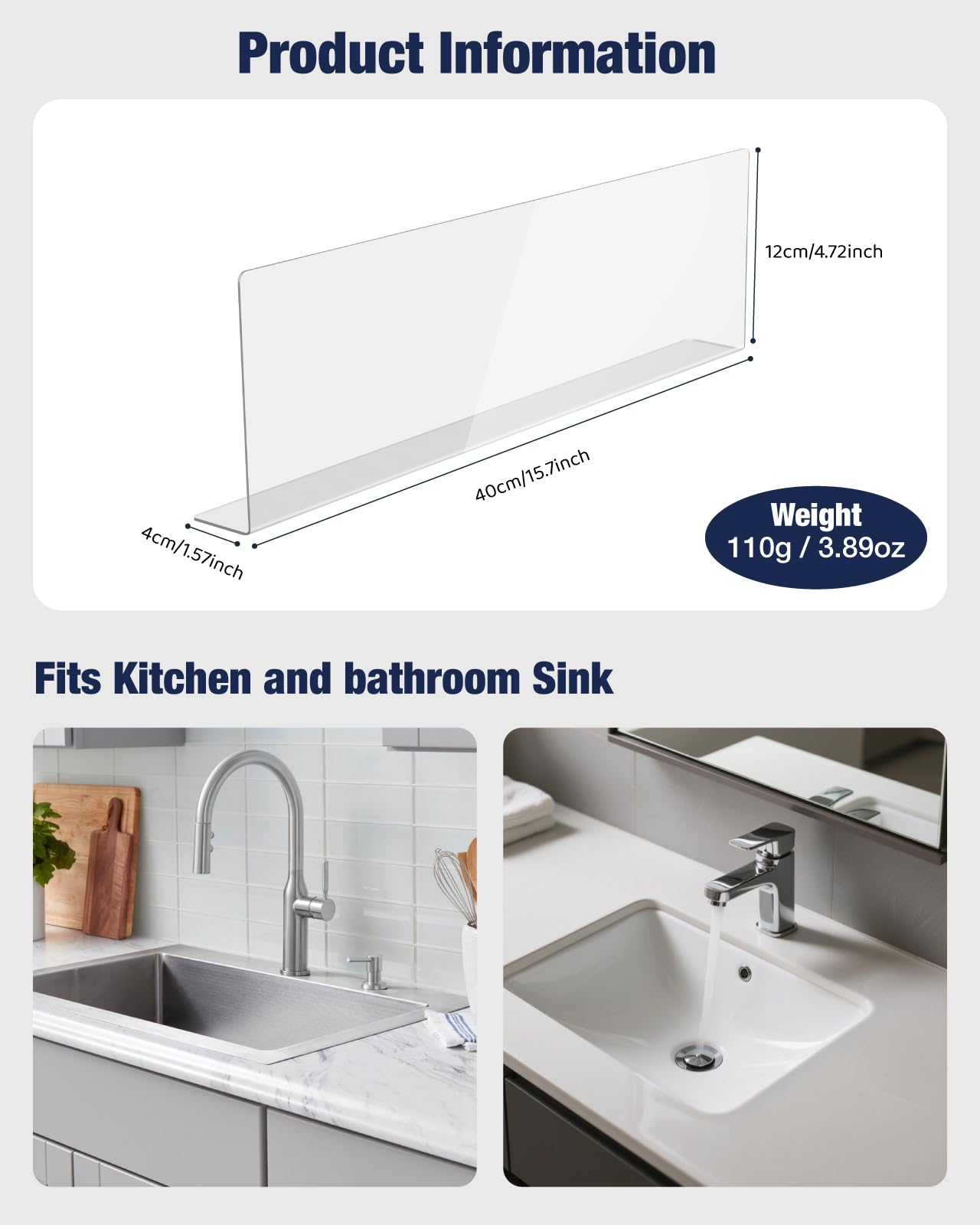 Acrylic Sink Splash Guard - Protect Your Kitchen! -7