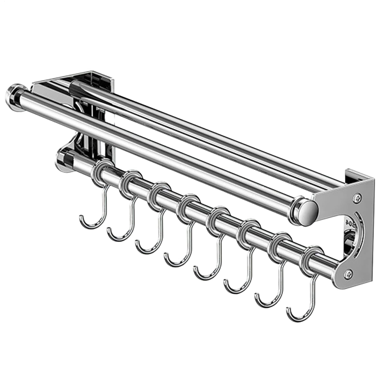 Edelstahl Schneidehalter mit Haken - Küchenschiene Organizer Wand | Bohrfreie Aufhängestange für Utensilien, Schöpfkelle, Schneebesen, Zangen | Backwerkzeugregal für Vorrat