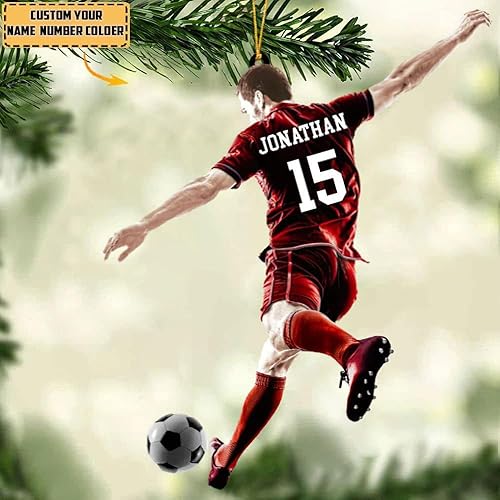 Miniatura 3 de Adornos de Navidad personalizados de fútbol, adornos de Navidad personalizados para jugador de fútbol, adornos para árbol de Navidad, adorno de