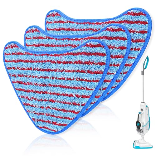 KEEPOW Replacement Pads Compatible with Vax Steam Mop, Mop Pads for Vax Steam Cleaner S85-CM, S86-SF-CC, S86-SF-C and More, Washable Microfibre Pads with 2-Fibre System, 3 Pack 1-1-132319-00