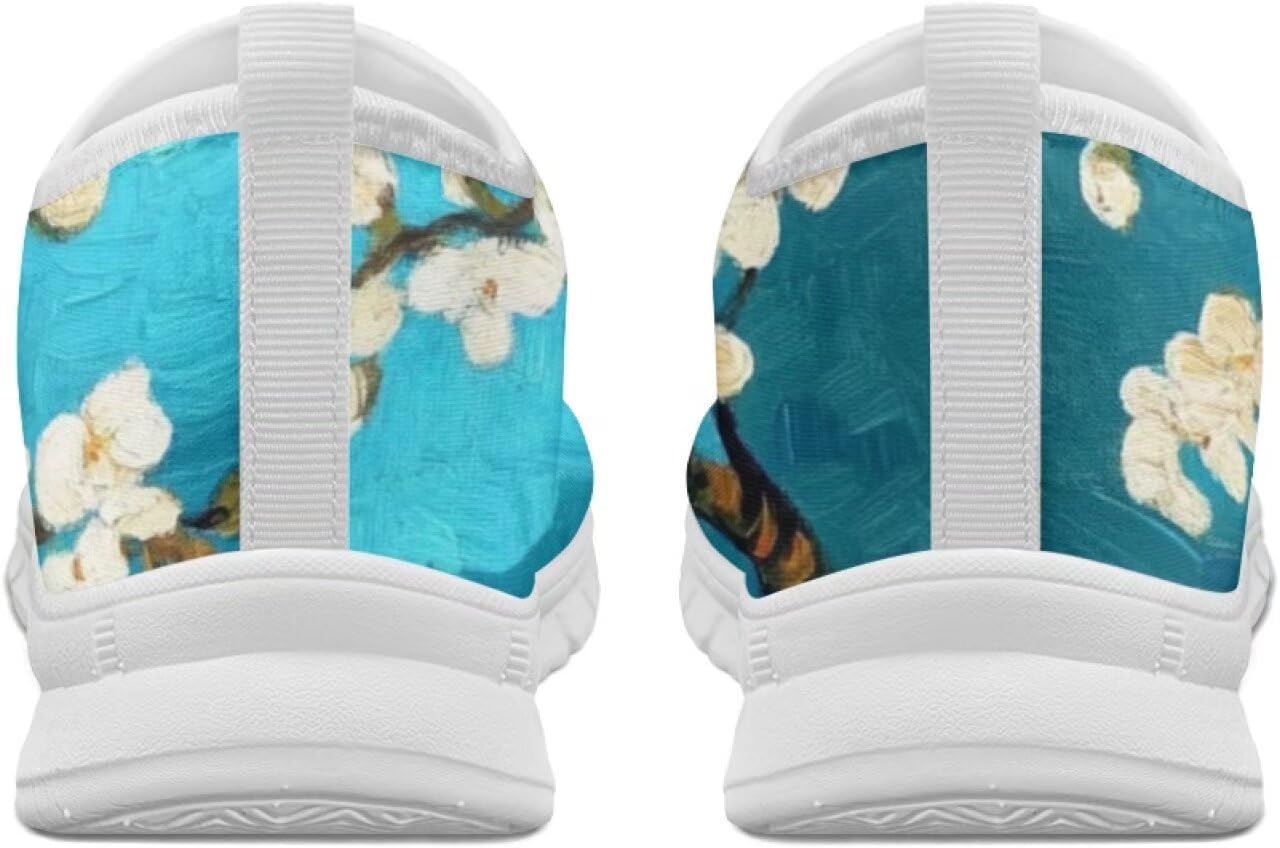 Doojoayie Almond Blossom Sneakers for Women Walking Shoes Size 5.5 Casual Shoes for Women Impressionist Travel Shoes Ladies Tennis Shoes for Jogging Workout - Image 7