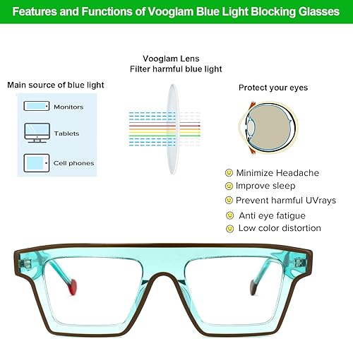 Miniatura 8 de VOOGLAM Gafas cuadradas para mujeres y hombres Treva