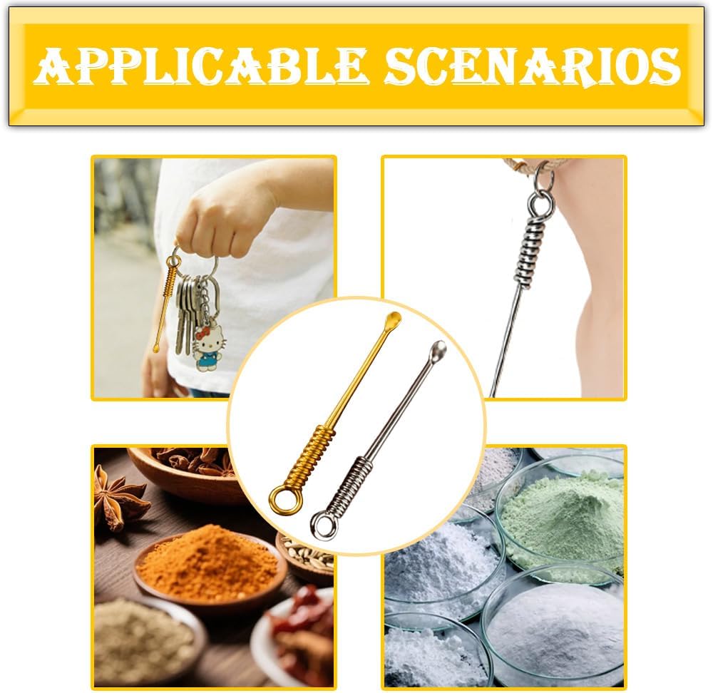 10 Pcs Mini Spoons Shovel Tableware Charm, Metal Measuring Shovel Spoon, Tiny Spoon Pendant for Crafts DIY Accessories Powder Salt Spices Clean your ears (Gold & Silver)