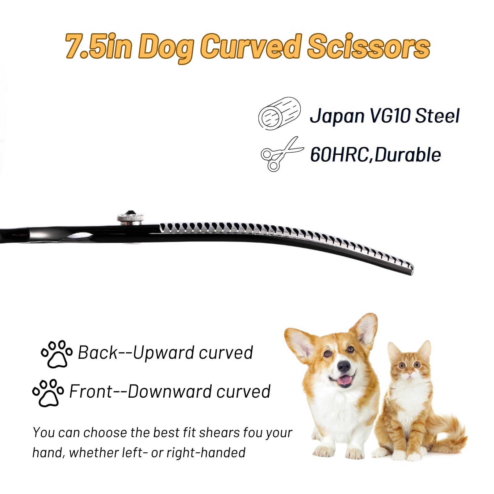 7.5 Zoll Professionelle Haustier gebogene Chunker Schere 25 Grad Biege Schwarz High-End Groomers Schere 35 Zähne, Verdünnungsrate 65%