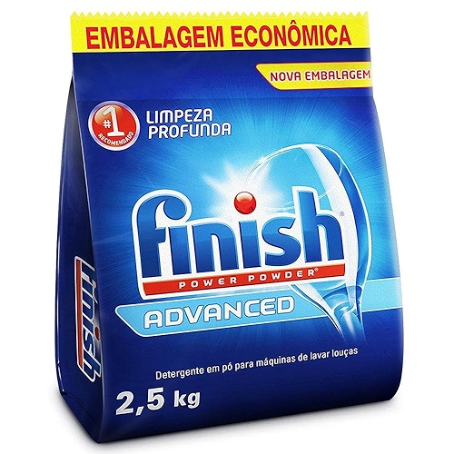 Finish Advanced Detergente para Lava Louças em Pó, Sabão Limpeza Profunda, 2,5kg