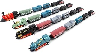 4 Sets Mini Trains Toy Pull Back Steam Trains Model Set Die-Cast Pull Back Steam Train Model Set Assorted Styles for Children (A)