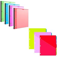 INFUN Telescoping 3 Ring Binder with Customizable Front Cover - 4 PCS + 15 PCS 5-Tab Plastic 2 Pockets Binder Dividers