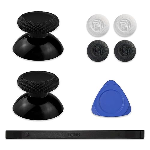 DTESL 2Pcs Black Thumbstick Replacement for Meta Oculus Quest 2,4Pcs Thumbstick Silicone Cap Cover with Prying Tool (Black)