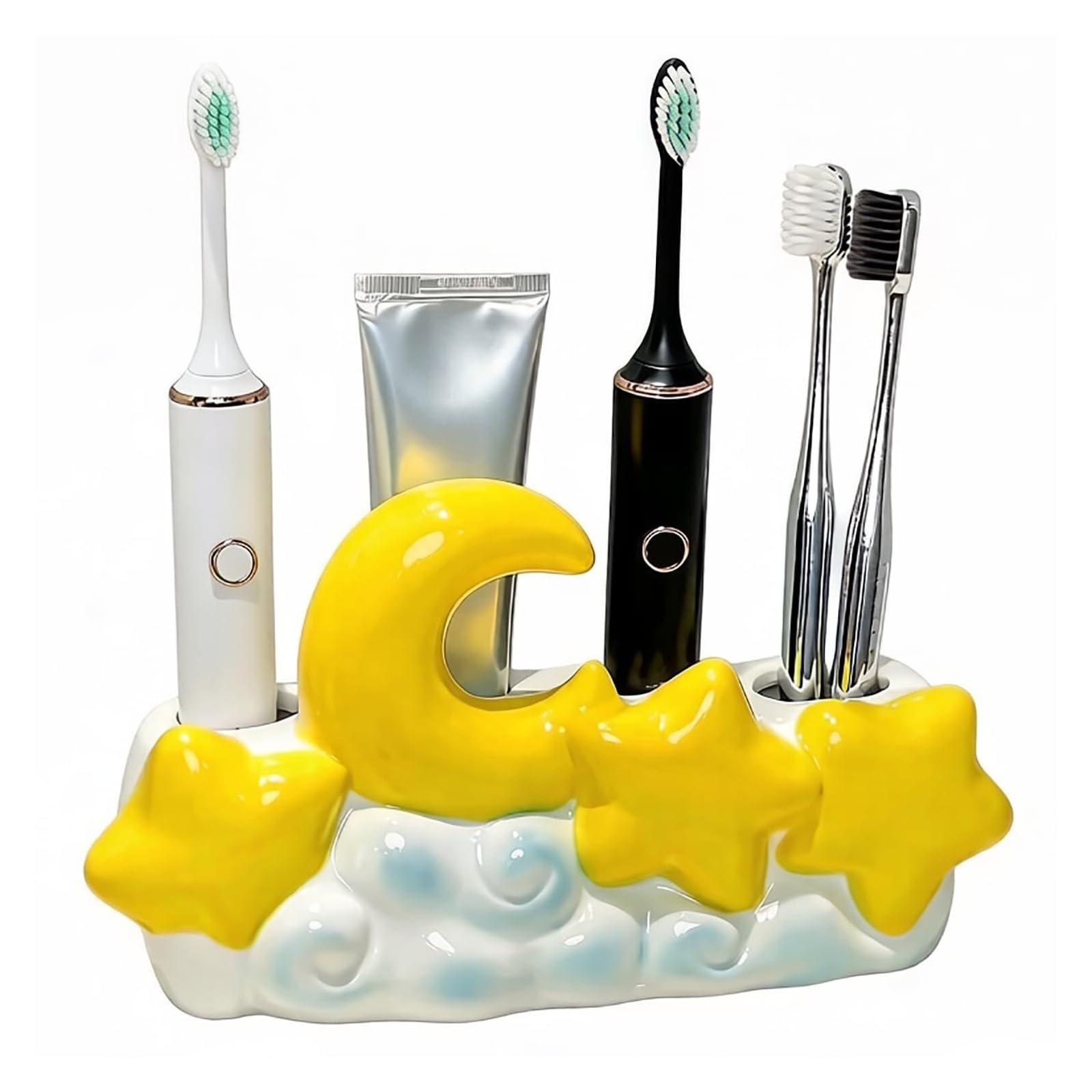 Toothbrush Holder Ceramic Toothbrush Holder For The Bathroom Star Moon And Cloud Design Reusable Mouthwash Cup