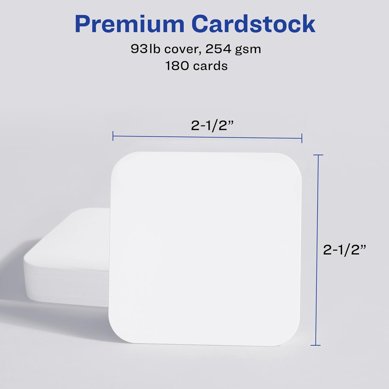 Avery® Clean Edge® Printable Square Cards With Sure Feed® Technology & Rounded Corners, 2.5" x 2.5", White, 180 Blank Cards For Inkjet Printers