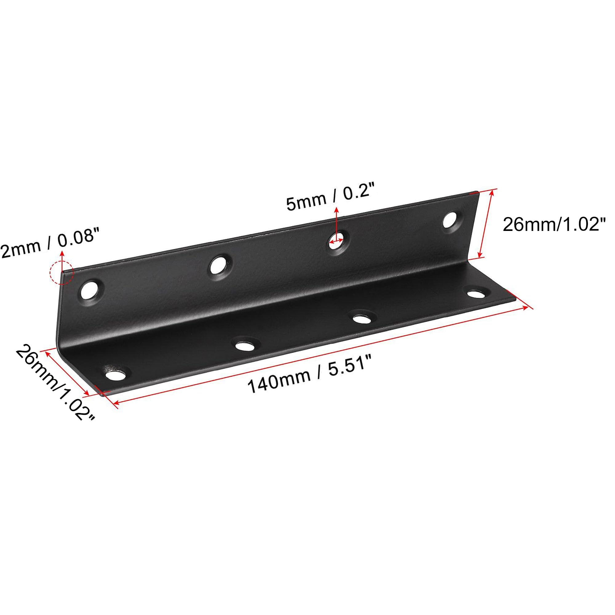 TA-VIGOR Heavy Duty L Brackets, 25x25x140mm Black Stainless Steel Corner Braces, 90 Degree Brackets with Screws - Image 2