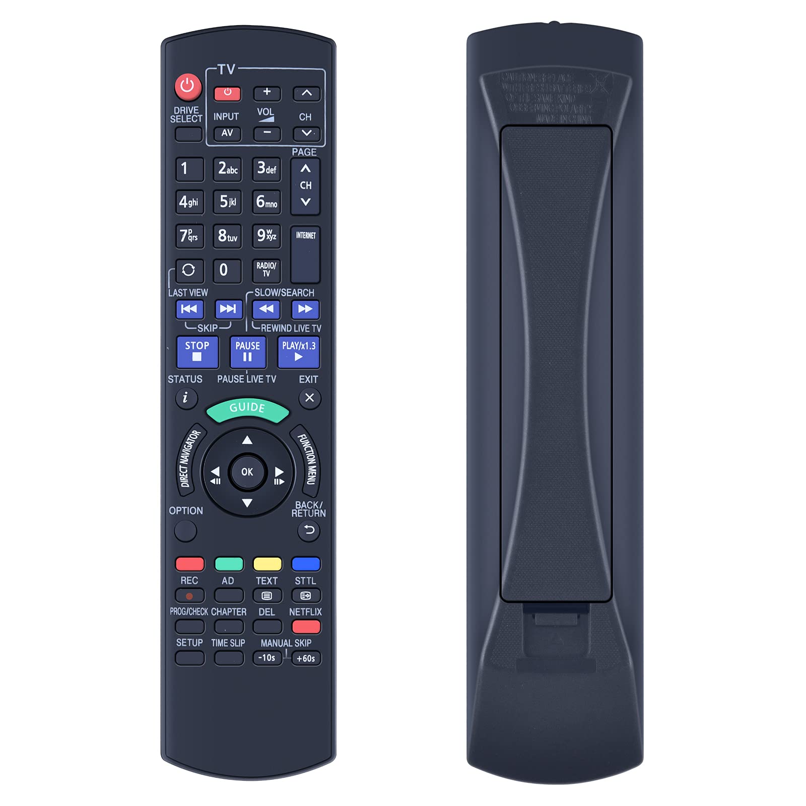 TCNOUMT Replacement Panasonic N2QAYB000780 Remote Control Compatible for Panasonic HDD TV DVD Recorder DMR-HWT130 DMR-HWT130EB DMR-HWT230 DMR-HWT230EB DMR-PWT635 DMR-HW120EBK