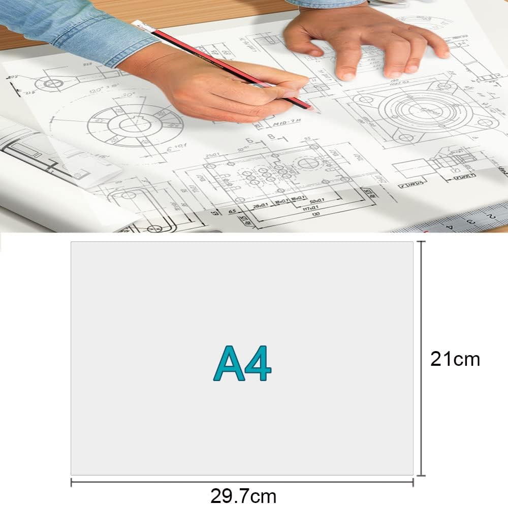 RECHCIGA 100 Sheets Translucent Tracing Paper Clear Vellum Paper Sheets Printable A4 Tracing