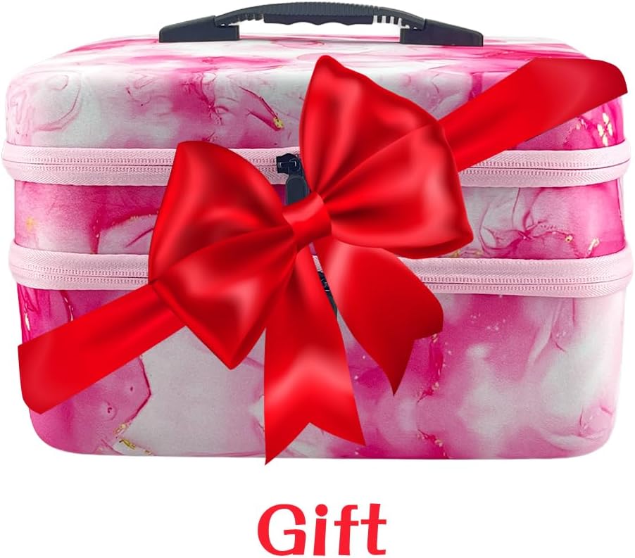 Diamond Art Storage Containers with Dot Drill Tools,240 Slots Bead Organizer Case for 5D DIY Art Kits, Portable Craft Box for Diamond Painting Accessories (Pink)
