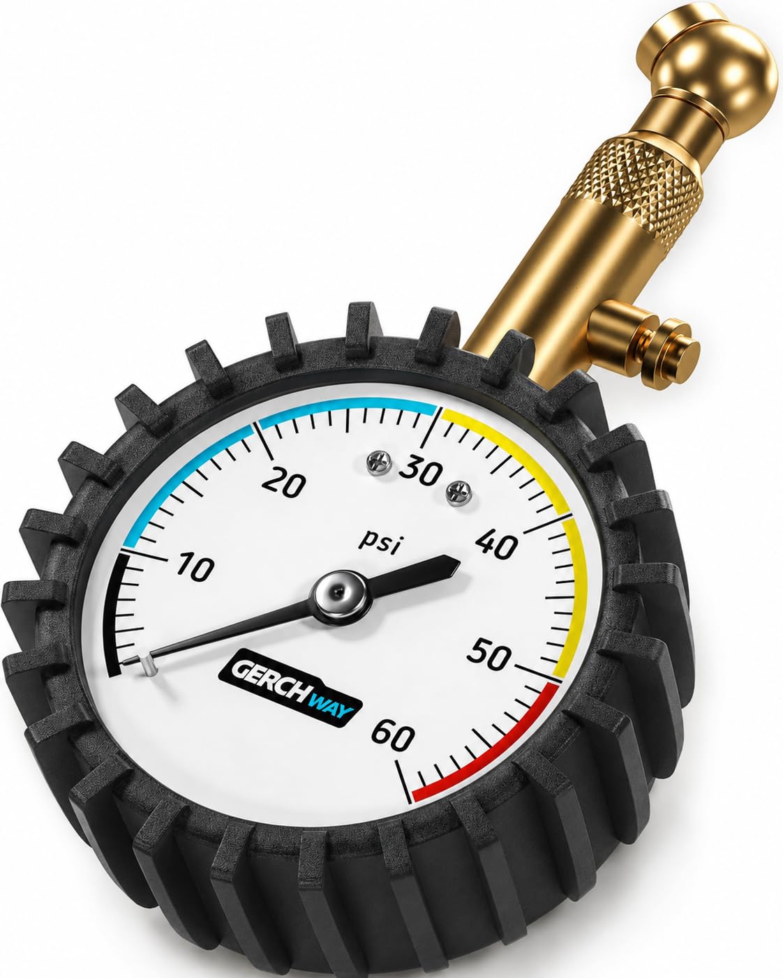 Tire Pressure Gauge for Cars - Large Dial Numbers & 360° Swivel Chuck, Accurate Air Pressure Gauge for Tires - 60 PSI