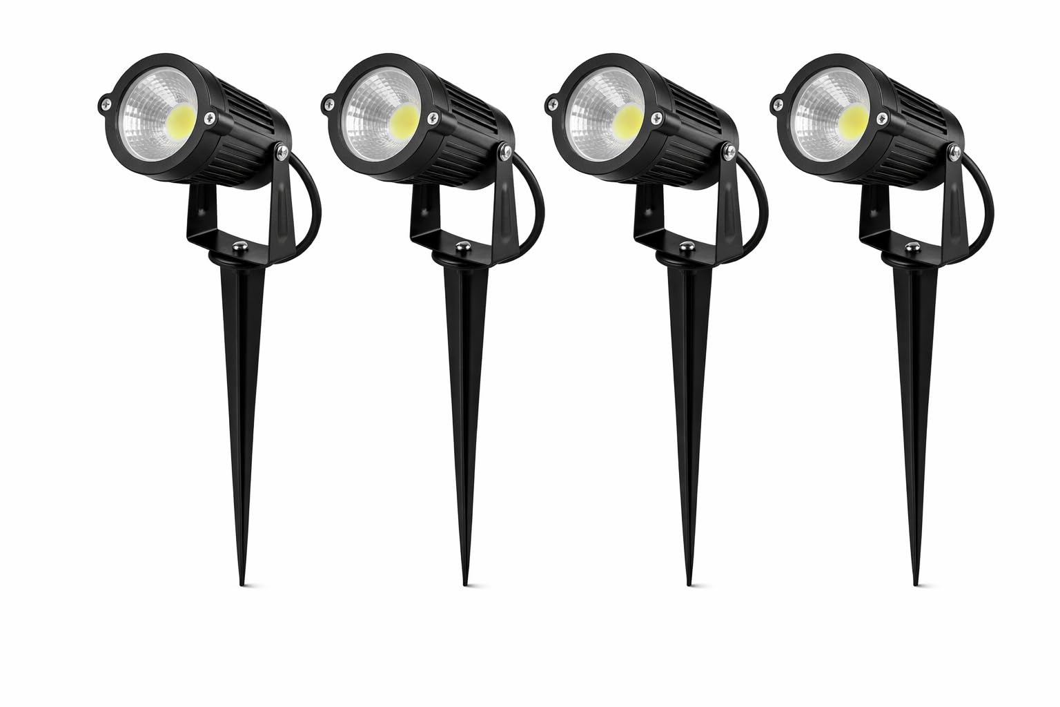 Kit 4 Faretti LED da Giardino con Picchetto 5W 3000K Luce Calda IP65 Spot Esterno per Piante Alberi Facciate in Alluminio e Vetro Fascio 60° (4, Luce Calda 3000K)