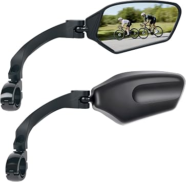 Adjustable Handlebar Bike Mirror, Shatterproof HD Glass, Universal Fit Bicycle Mirror, 360° Rotatable, Compatible with Mountain Bikes, E-Bikes, Road Bikes (1 Pair)