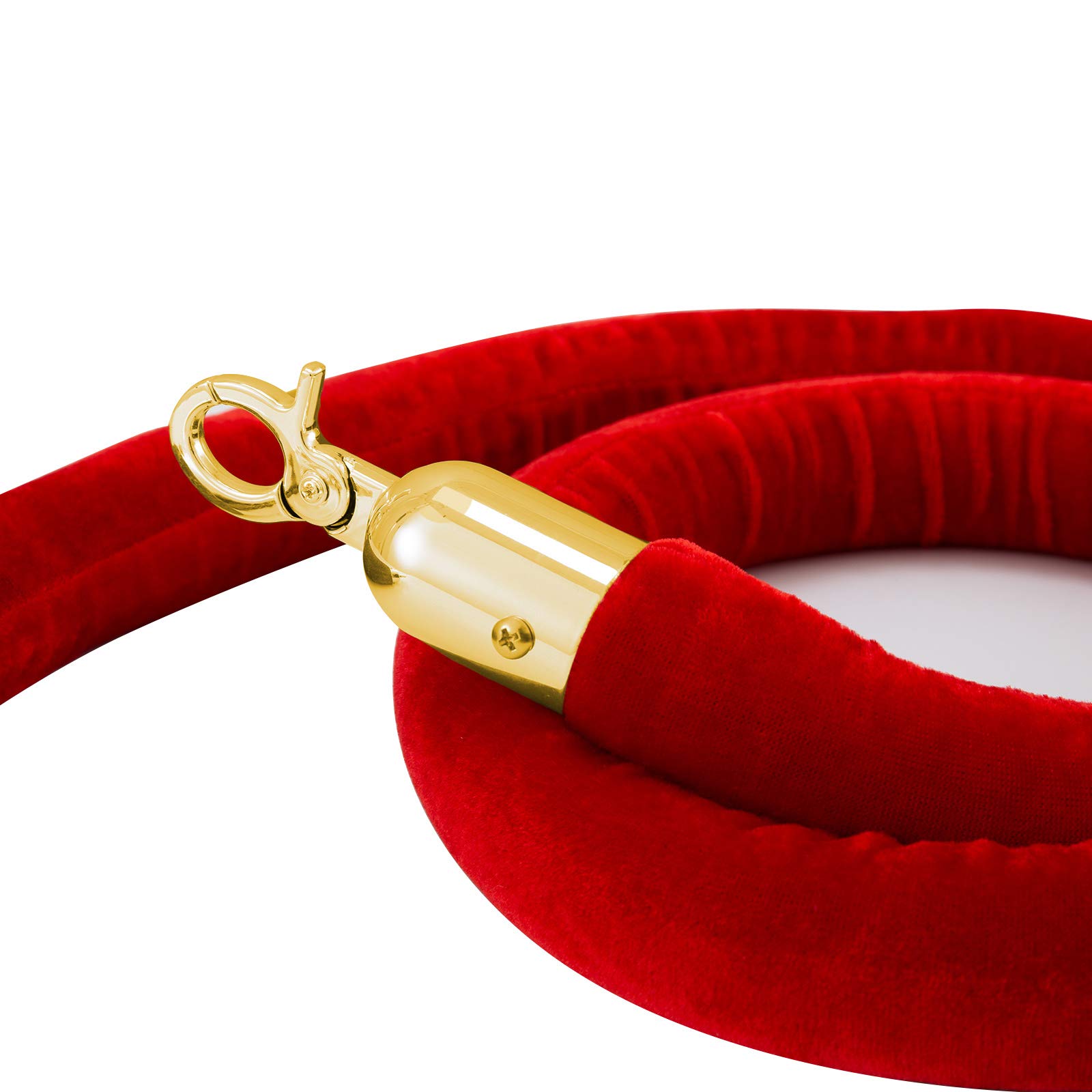 Transenne Eliminacode Paletti Delimitazione in Acciaio Inox 2 Corde di Velluto Rosso Confezione da 4 Paletti d'Oro
