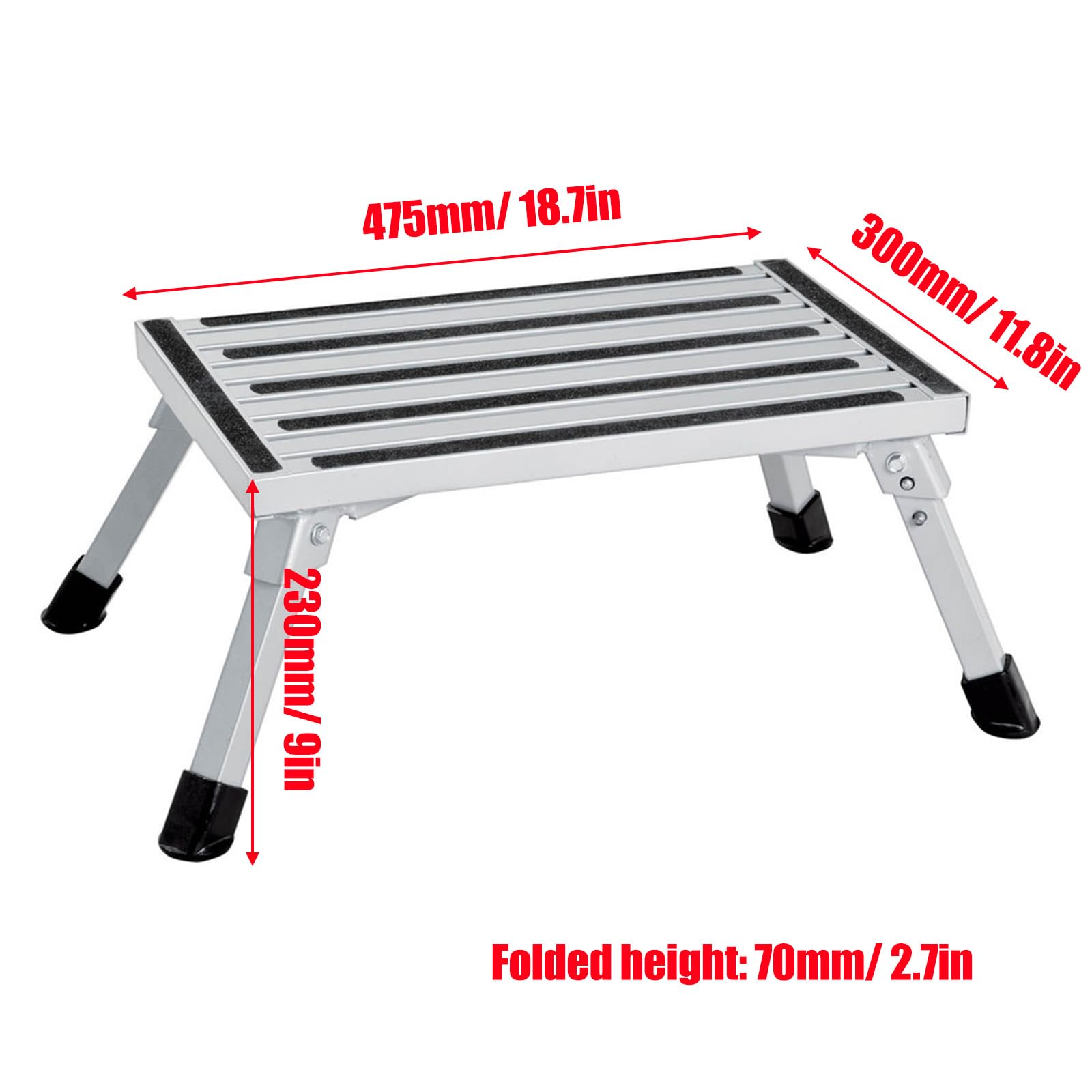 Taburete plegable de aluminio para vehículos recreativos, para adultos, ligero, portátil, plegable, para camioneta o cámper