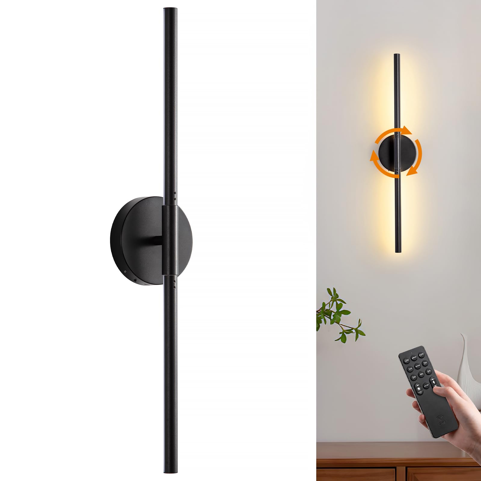 Photo 1 of Easesonic 30-Inch Rechargeable Wall Sconce - Black