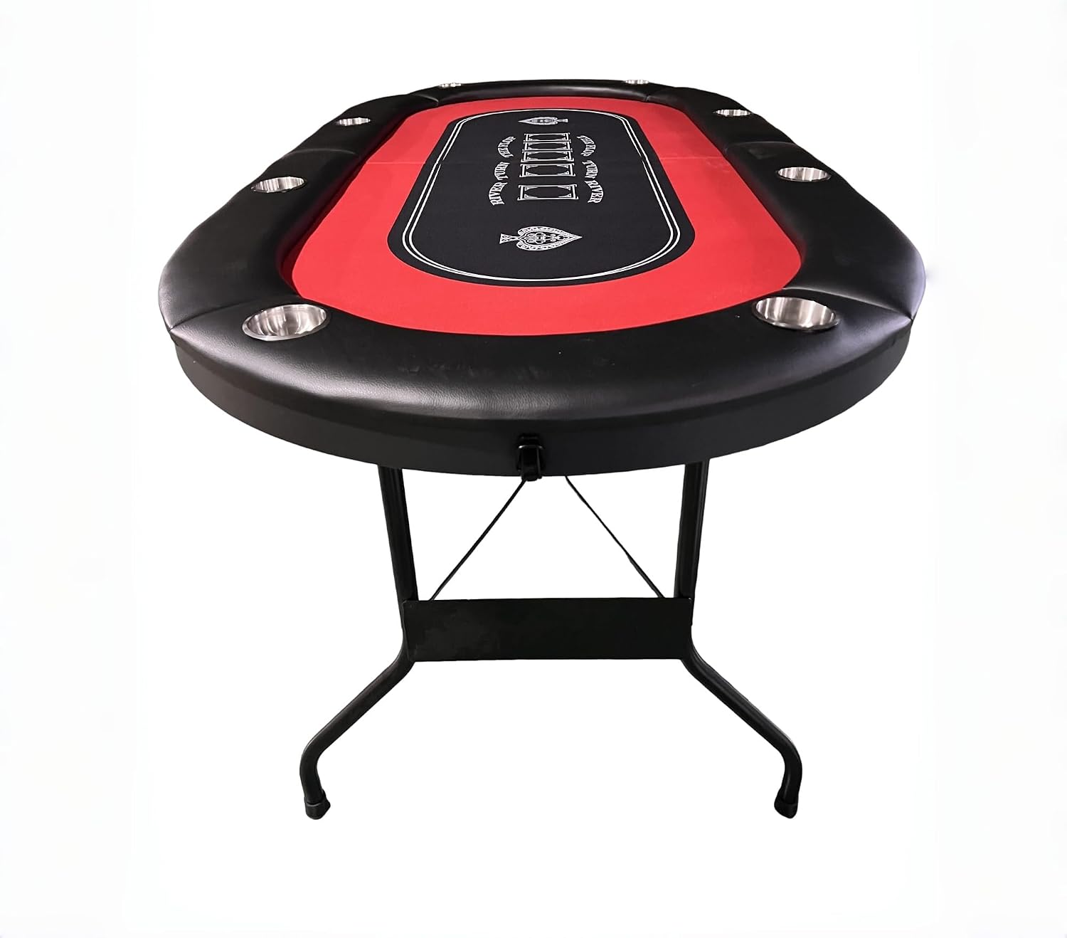 Foldable Poker Table Light Series 71 inches for Casino Games with Cup Holders, Red