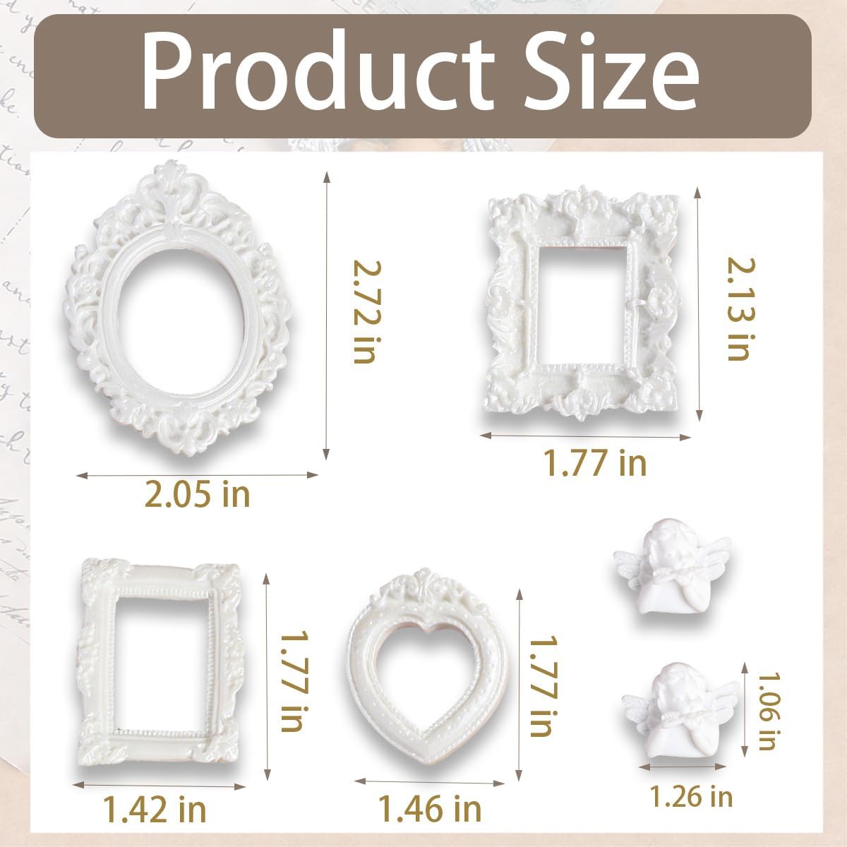 6 Pcs Miniature Picture Frame Decor Set, 1:12 Scale White Mini Frames with Angel Accents for Adult Collectors, DIY Diorama and Model Room Decor (White) image 3