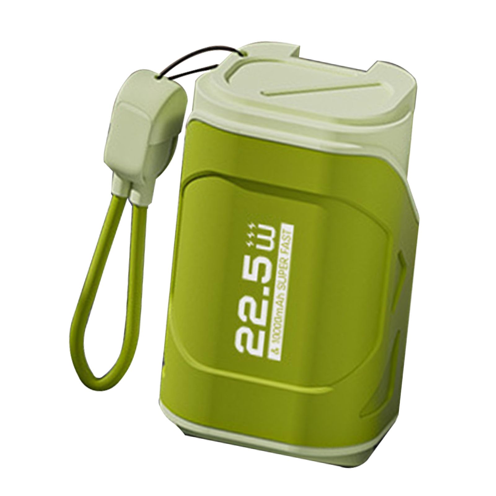 Fdit Power Bank da 10000 MAh, Caricabatterie Portatile con Presa a Muro con Presa CA Pieghevole e Doppio Cavo, Ricarica Rapida PD20W per e IOS (Verde oliva)