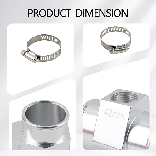Miniatura 7 de Adaptador de sensor de temperatura del agua, adaptador de manguera de radiador de aluminio de 1.654 in con 18 NPT para ajuste universal en la