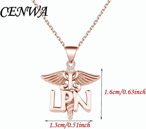 Miniatura 2 de CENWA LPN - Collar de enfermera práctico con licencia LPN, collar de ángel caduceo, regalo de graduación para LPN, joyería práctica para enfermeras