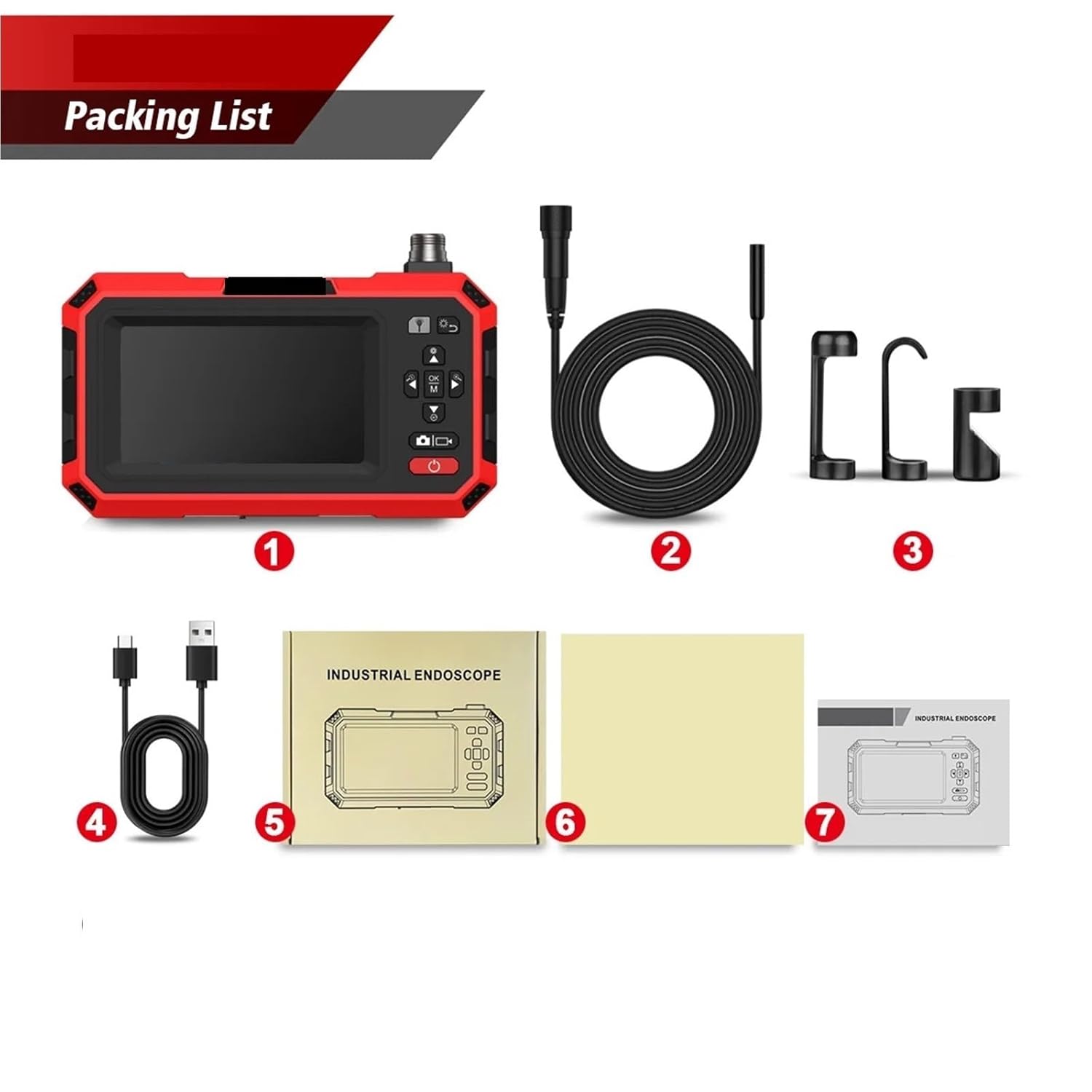 下水道カメラ、 工業用内視鏡 5インチ デュアルレンズ 8MM 自動車機械 下水管検査カメラ ビデオ内視鏡 、配管工用