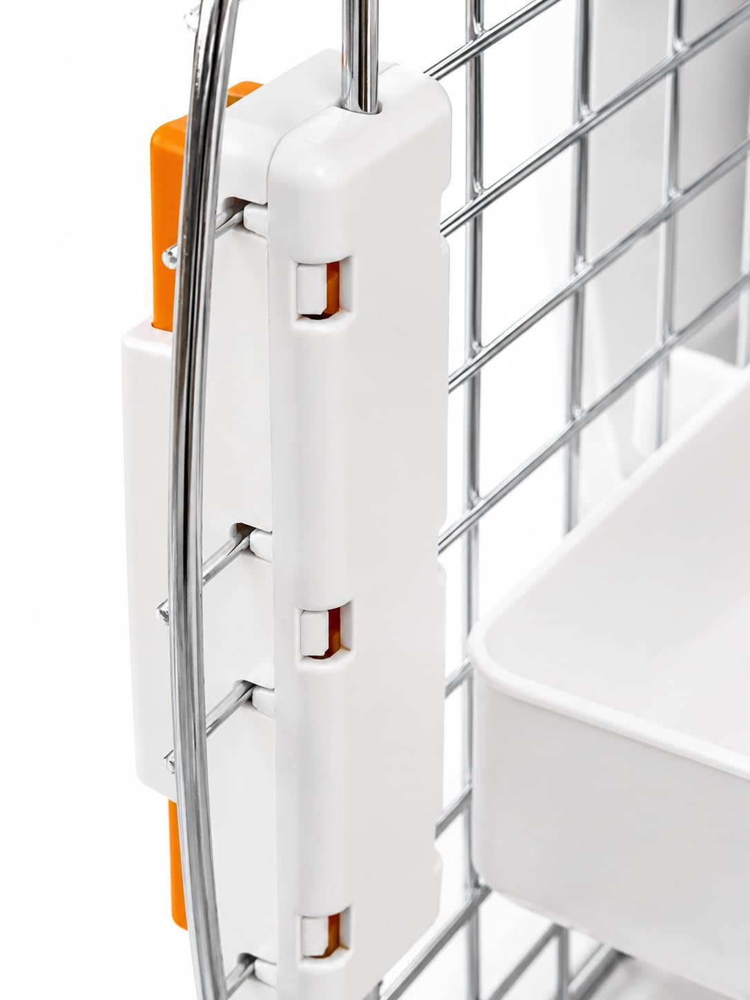 SNOEKIE Katzen Transportbox mit 2 Öffnungen, 49,5 x 32 x 32,6 cm, Haustierbox für Katzen & kleine Hunde, mit Dachöffnung, Fronttür, Metallgittertür & Tragegriff, Cremeweiß/Grau