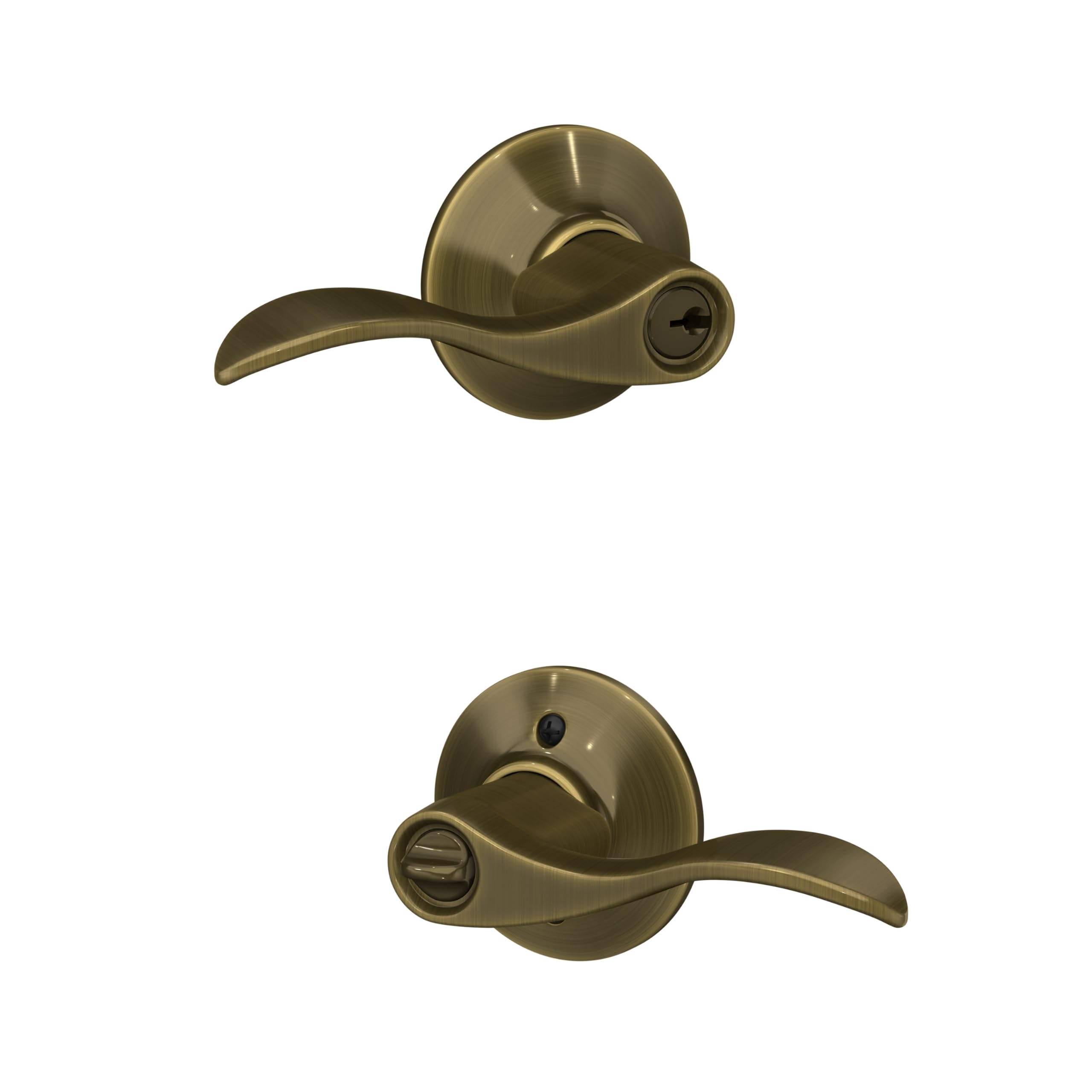 SCHLAGE Accent Lever with Brookshire Trim Keyed Entry Lock in Antique Brass
