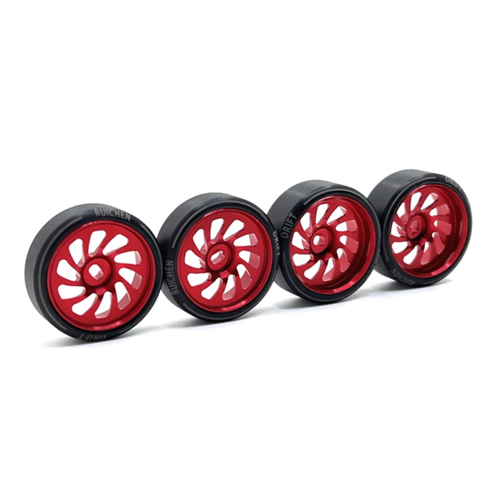 4 Stück reifen mit Felgen Speichendesign RC-räder Hart Modellbauzubehör für Modellbau Tuning, Rot