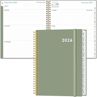 2026 Planner - Planner 2026 from January 2026 to December 2026 with 12 Monthly Tabs, Flexible Cover, Inner Pocket, 8.5" x 11", Green-C
