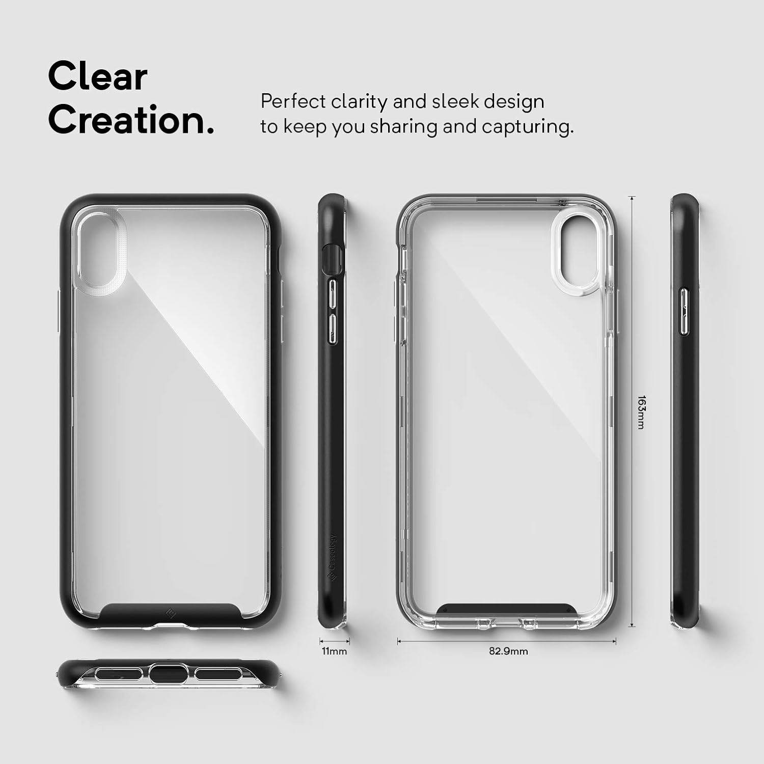 Caseology Skyfall for iPhone Xs Max Case (2018) - Clear Back & Slim Fit - Black