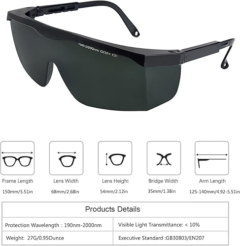 Miniatura 2 de Haigfore IPL190nm-2000nm gafas de seguridad láser gafas para tratamiento de depilación láser y cosmetología láser operador protección ocular con