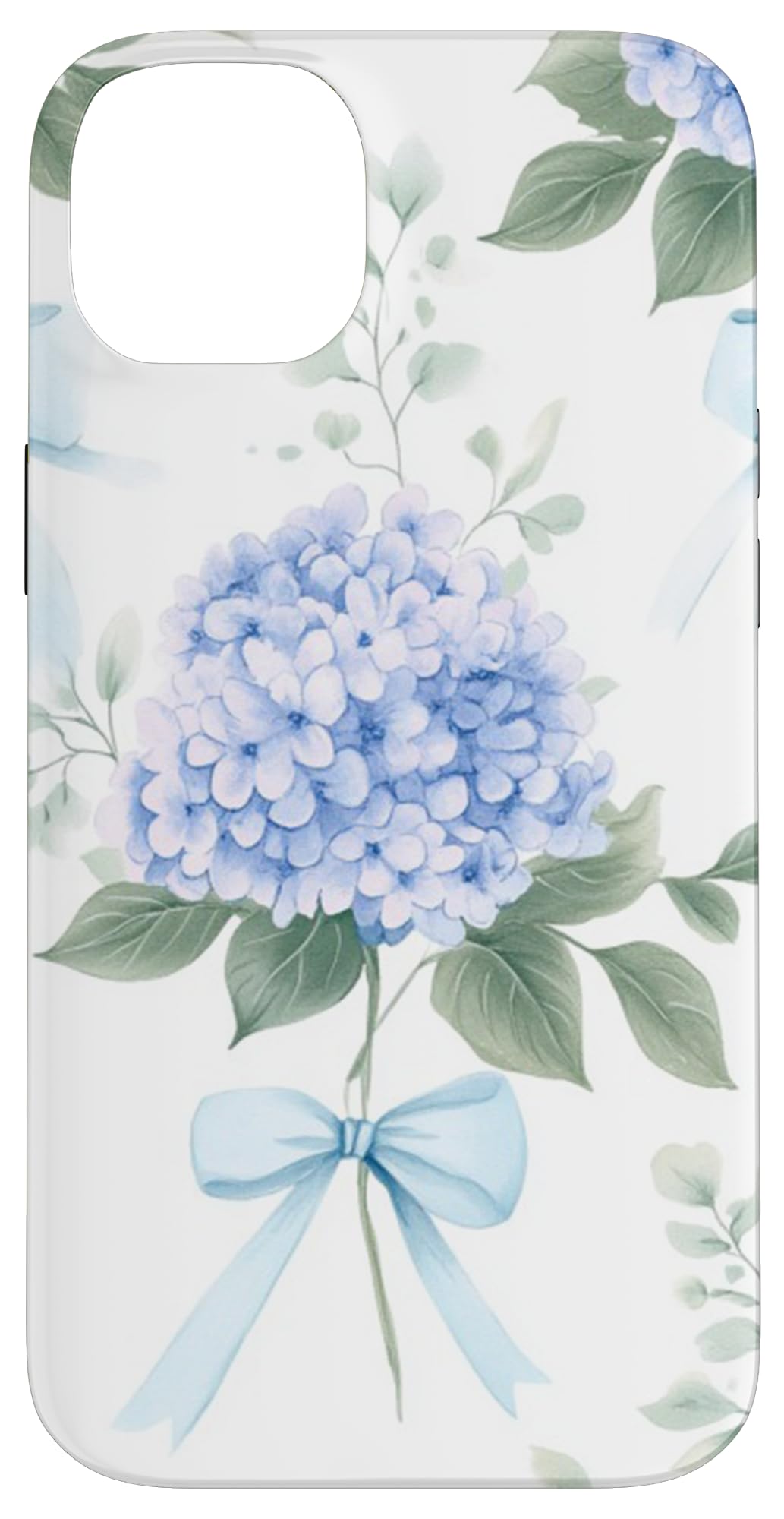 Preppy Coquette Hydrangeas and Bows in Soft Pastel Blue Case for iPhone 14 Plus