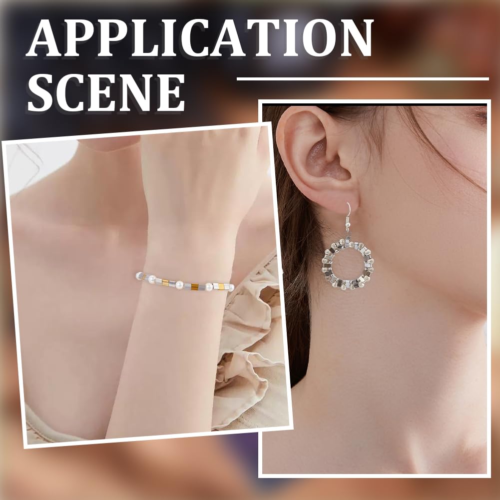 SUNNYCLUE Tila-Perlen Set – 300 Stück In 3 Größen, Silber, 2 Löcher, Für Armbänder & Schmuck