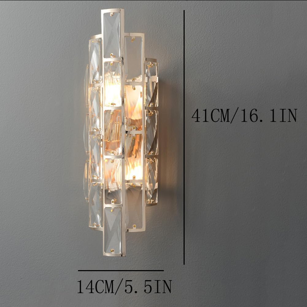 Modern Home Decoration LED Crystal Sconces Wall Lighting Chrome Luxury Indoor Bedroom Wall Light Fixtures Vanity Bathroom Wall Sconces for Mirror Living Room Bedside Hallway Doorway