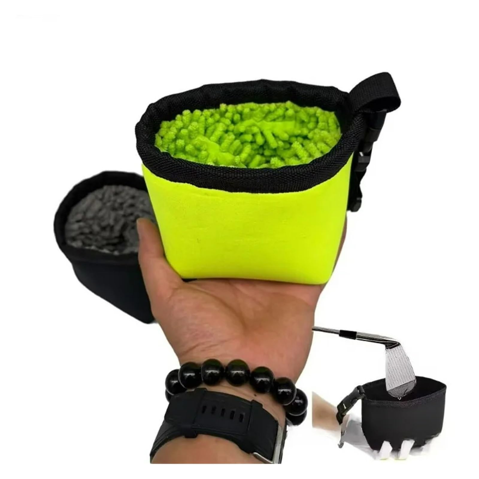 limpiador de palos de golf Bolsa de limpieza golf con clip desmontable