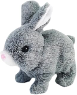 Hopping Bunny Toys for Kids Interactive Electronic Pet Plush with Sounds and Movements - Walking, Barking, Tail Wagging, Stretching Companion Animal Dog Toys Gift for Boys Girls Toddlers(Grey, 7in)