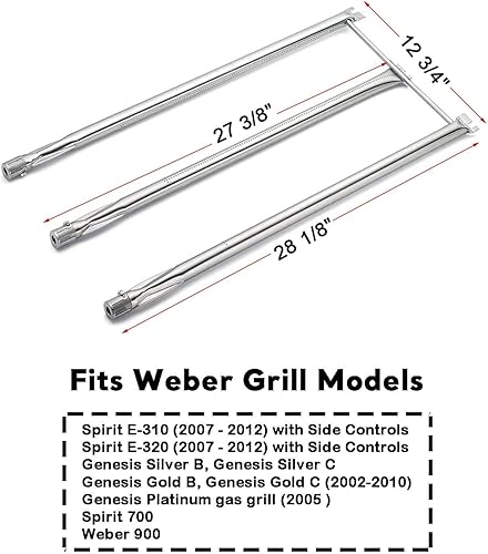Miniatura 2 de Uniflasy Piezas de repuesto para parrilla Weber Spirit 310 E310, Genesis Silver B C, Genesis Platinum B C, Weber 900 (control lateral), quemador de