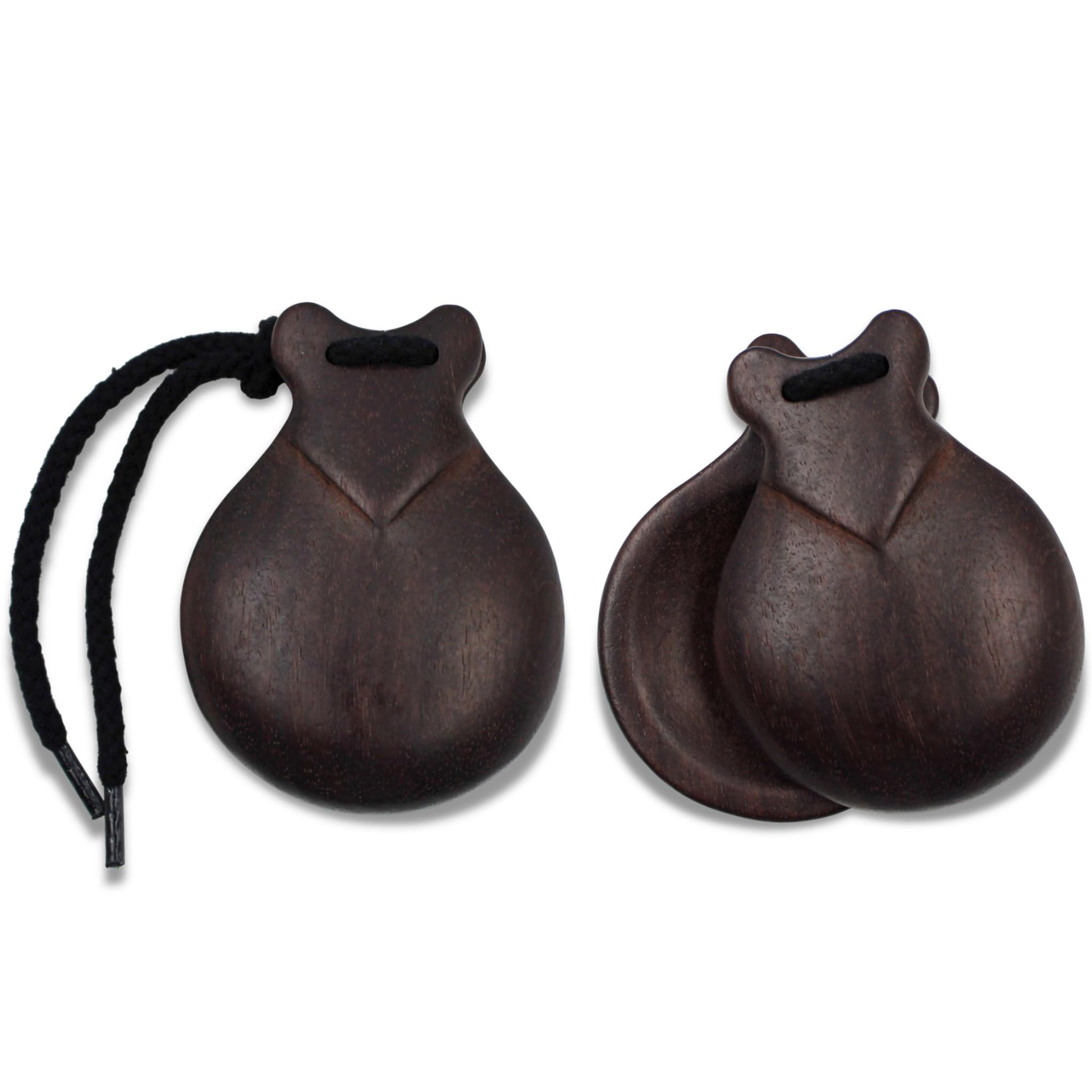Professional Flamenco Jale Spanish Castanets - Palo Santo Hardwood, Dark Brown Finish, Authentic Sound, Made in Spain for Performances & Advanced Dancers