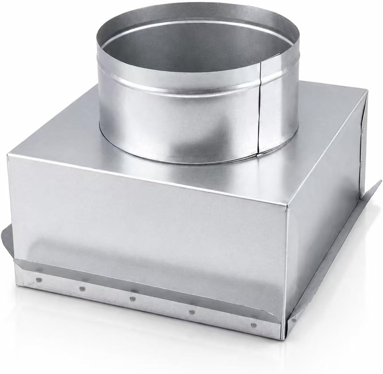 8" x 8" Ceiling Register Box with 6" Round Collar, Galvanized Steel HVAC Duct Boot for Ceiling Registers and Diffusers