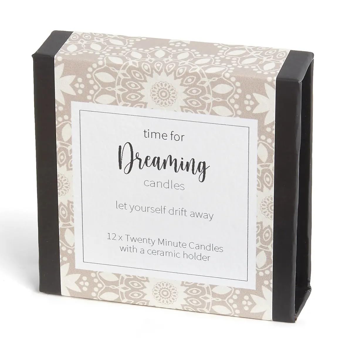 Cotton & Grey Natural Time For Dreaming Candles (Wrap) By - 12 Pure Beeswax Twenty Minute Candles With Ceramic Holder