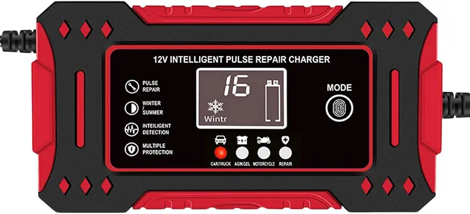 predolo Carregador de bateria 12V 6A, e fácil de usar, com função de reparo por pulso, ideal para, veículos agrícolas e carros.