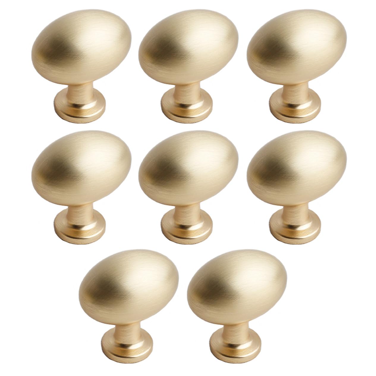 10 Pack Gold Cabinet Knobs 1.3" Brushed Gold Egg Drawer Knobs Zinc Alloy Single Hole Pulls for Dresser 33mm Oval Cupboard Handles for Kitchen Wardrobe Cabinet Bathroom Hardware (10, Brushed Gold)