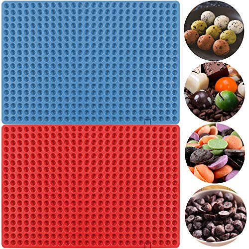 2 Pack 468 Cavity Mini Round Silicone Mold Dog Treats Pan For Cookies, Zonpen Pet Treats Baking Mold Small Dot Cake Decoration Silicone Baking Mat Cooking Sheets With Red And Blue … #TOP2