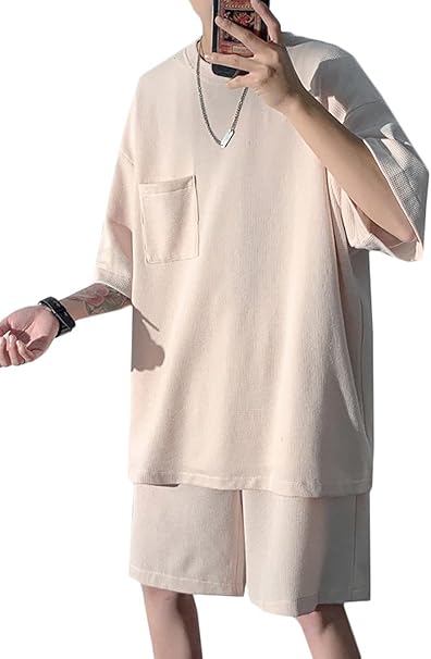 Amazon ｄｍｂｉｎｓｈｕｎ セットアップ メンズ 夏 半袖 Tシャツ 無地 ジャージ 上下 セット ショートパンツ スポーツウェア 部屋着 ルームウェア カジュアル 夏服 大きいサイズ ハーフパンツ Tシャツ カットソー 通販